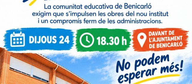 L’AFA de l’IES Ramon Cid convoca una concentració per exigir que s’impulsen les obres del nou institut