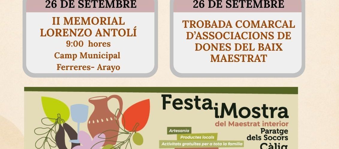 Càlig afronta un setembre ple d’activitats amb la Festa i Mostra del Maestrat interior com una de les principals cites
