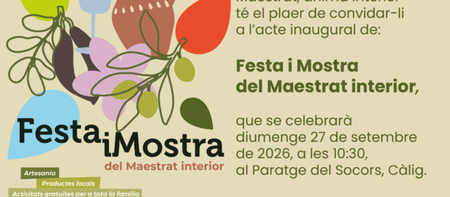 Maestrat, ànima interior celebra este diumenge a Càlig la “Festa i Mostra del Maestrat interior”