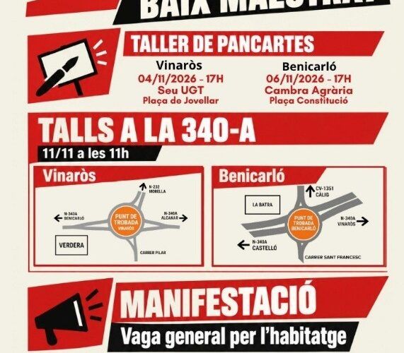 El Comitè Territorial del Baix Maestrat presenta l’agenda de la vaga general per l’habitatge del 11N